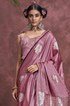 Dusty Mauve Satin Banarasi Saree