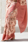 Dusty Pink and Beige Banarasi Digital Printed Saree