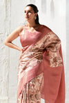 Dusty Pink and Beige Banarasi Digital Printed Saree