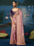 Dusty Pink Banarasi Dola Silk Saree With Contrast Blouse