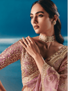 Dusty Pink Embroidered Designer Organza Silk Saree