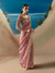 Dusty Pink Embroidered Designer Organza Silk Saree