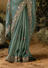 Ebony Green Fancy Dola Silk Designer Saree