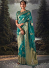 Eden Blue Woven Banarasi Organza Silk Saree