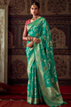 Emerald Green Banarasi Dola Silk Designer Saree