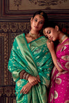 Emerald Green Banarasi Dola Silk Designer Saree