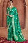 Emerald Green Banarasi Saree With Zari Woven Motifs