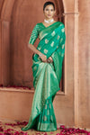 Emerald Green Banarasi Saree With Zari Woven Motifs