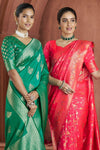 Emerald Green Banarasi Saree With Zari Woven Motifs