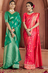 Emerald Green Banarasi Saree With Zari Woven Motifs