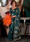 Emerald Green Banarasi Satin Silk Saree