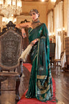 Emerald Green Banarasi Satin Silk Saree