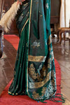 Emerald Green Banarasi Satin Silk Saree