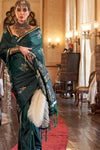 Emerald Green Banarasi Satin Silk Saree