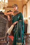 Emerald Green Banarasi Satin Silk Saree