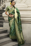 Emerald Green Banarasi Silk Saree with Gold Zari Work