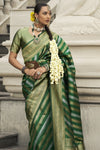 Emerald Green Banarasi Silk Saree with Gold Zari Work