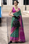 Emerald Green Banarasi Silk Saree With Zari Border