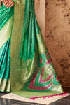 Emerald Green Banarasi Soft Silk Saree With Gold Zari