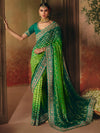 Emerald Green Bandhani Banarasi Georgette Saree