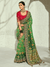 Emerald Green Bandhani Banarasi Georgette Saree With Contrast Blouse