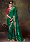 Emerald Green Designer Organza Silk Saree