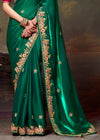 Emerald Green Designer Organza Silk Saree