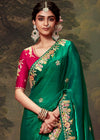 Emerald Green Designer Organza Silk Saree