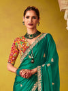 Emerald Green Georgette Designer Saree