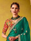 Emerald Green Georgette Designer Saree