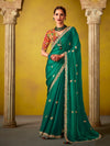 Emerald Green Georgette Designer Saree