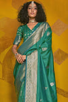 Emerald Green Kanjivaram Silk Saree with Gold Zari