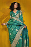 Emerald Green Kanjivaram Silk Saree with Gold Zari