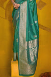 Emerald Green Kanjivaram Silk Saree with Gold Zari