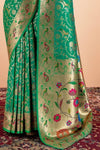 Emerald Green Paithani Silk Saree Zari Woven