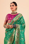 Emerald Green Paithani Silk Saree Zari Woven