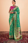 Emerald Green Paithani Silk Saree Zari Woven