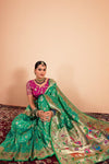 Emerald Green Paithani Silk Saree Zari Woven