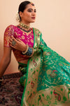 Emerald Green Paithani Silk Saree Zari Woven