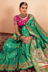 Emerald Green Paithani Silk Saree Zari Woven