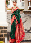 Emerald green Paithani Soft Silk Saree