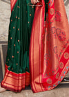 Emerald green Paithani Soft Silk Saree