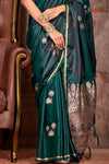 Emerald Green Pichwai Satin Silk Saree