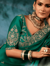 Emerald Green Satin Silk Saree