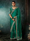 Emerald Green Satin Silk Saree