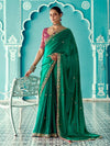 Emerald Green Tissue Saree with Embroidered Border