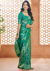 Emerald Green Woven Banarasi Soft Silk Saree