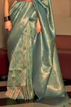 Fern Forest Green Dual Tone Woven Kanjivaram saree