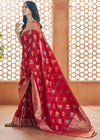 Festival Red Woven Banarasi Soft Silk Saree