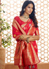 Festival Red Woven Banarasi Soft Silk Saree